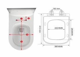 Capac patrat de toaleta cu inchidere lenta Vivo, alb, WTS-091